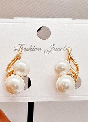 Сережки з перлинами медзолото fallon jewelry po. 2,1 см.