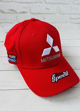 Красная хлопковая бейсболка mitsubishi (люкс)