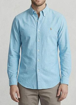 Чоловіча сорочка рубашка  ralph lauren slim fit stretch oxford — xl