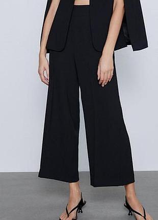 Штаны брюки черные zara широкие палаццо стильные трендовая модель