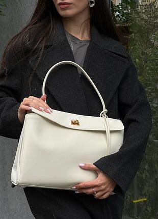 Сумка баленсиага rodeo large white/gold