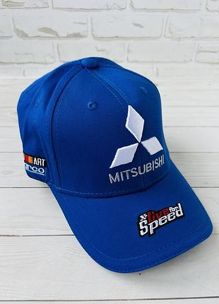 Синя бавовняна бейсболка mitsubishi (люкс)