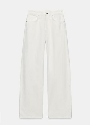 Джинсы zara белого цвета, extra wide leg с высокой посадкой.