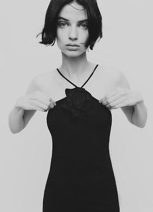Міні чорна сукня zara на тонких шлейках