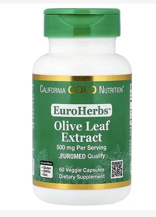 Euroherbs™ , екстракт листя маслини, якість euromed, 500 мг, 60 рослинних капсул