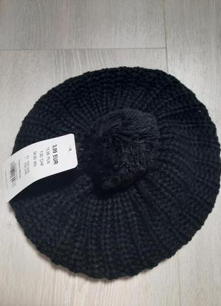 Черный берет-шапка крупной вязки laura torelli германия