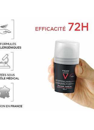 Роликовый дезодорант для мужчин vichy homme 72h control extreme, 50 мл