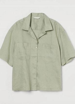 Льняная рубашка оверсайз с короткими рукавами от h&amp;m