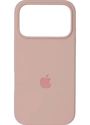 Силиконовый чехол для iphone 17 pro max с закрытым низом silicone case пудровый pink sand 19 (бампер)