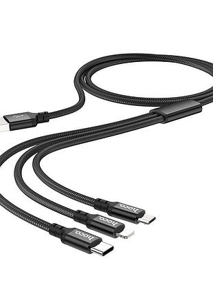 Кабель usb 3 in1 micro usb/lightning/type-c hoco x14 2,4 1 m (круглий, тканинний) black