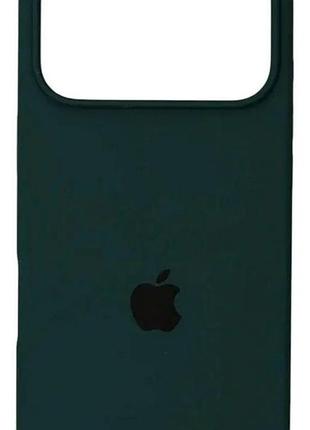 Силиконовый чехол для iphone 17 pro max с закрытым низом silicone case темно зеленый atrovirens 54 (бампер)
