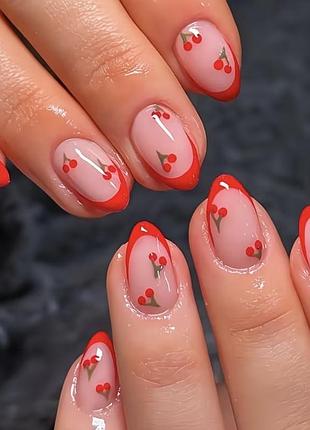 Накладні нігті cherry girl: вишневий френч