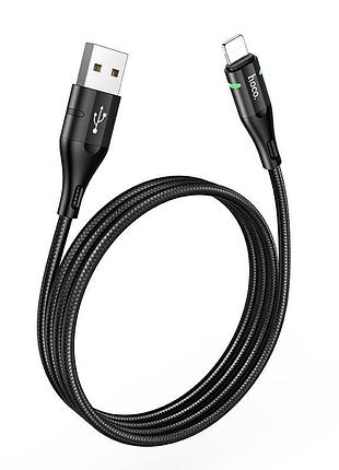 Кабель usb lightning hoco u93 shadow 2.4a 1.2m (круглий) black