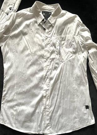 Чоловіча біла сорочка g-star raw denim 3301 (розмір m) — оригінал