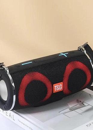 Портативна колонка tg642 з rgb підсвічуванням та ремінцем, акумуляторна колонка для музики. колір: чорний shop