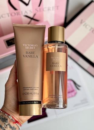 Спрей та лосьйон для тіла bare vanilla victoria’s secret новий дизайн