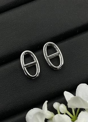 Серьги hermès chaine d’ancre mini argent люкс качество