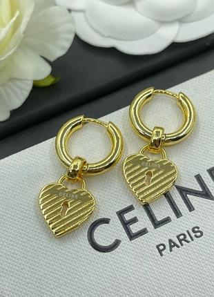 Серьги “heart lock” celin люкс качество