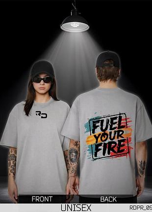 Оверсайз футболка унисекс fuel your fire серая
