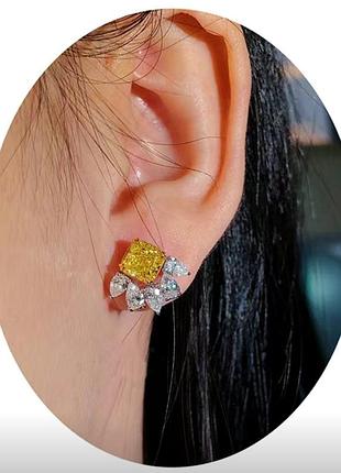 Сережки з жовтим каменем