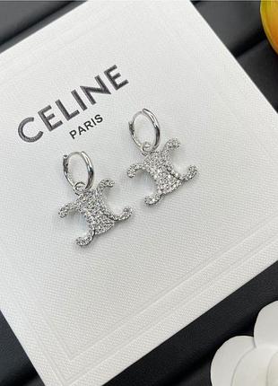 Сережки celine triumph mini hoop silver люкс якість