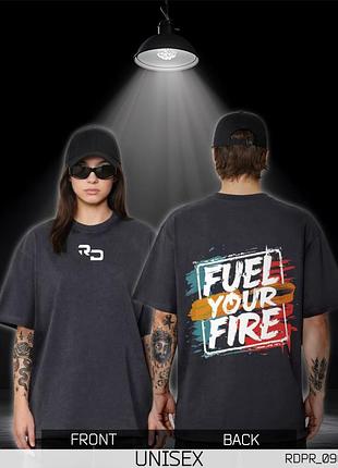 Оверсайз футболка унисекс fuel your fire серая