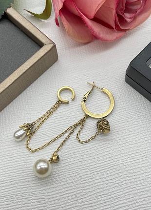 Сережки каф alexander mcqueen сміливий акцент з перлами люкс якість