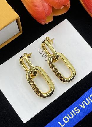 Серьги луи виттон «chain links gold» люкс качество