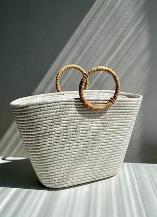 Плетеная сумка из джута d.hats белого цвета