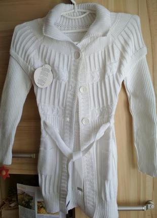 Кофта біла в'язана х/б 152 нова
