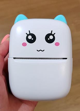 Детский мини принтер mini printer термопринтер детский котик бирюзовый 7
