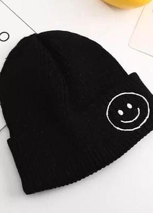 Класні шапочки smile на весну унісекс 1-6 років чорна