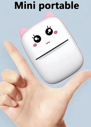 Детский мини принтер mini printer термопринтер детский котик розовый 2
