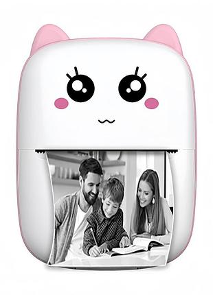 Детский мини принтер mini printer термопринтер детский котик розовый 3