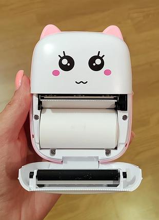 Детский мини принтер mini printer термопринтер детский котик розовый 9