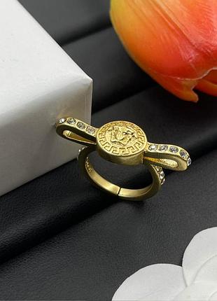 Кольцо версаче с бантом и кристаллами люкс качество