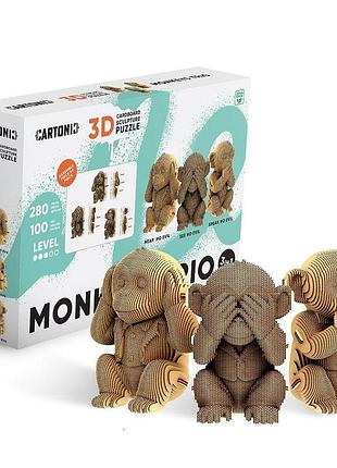 3d пазл картонный cartonic три обезьяны monkeys trio 280 деталей