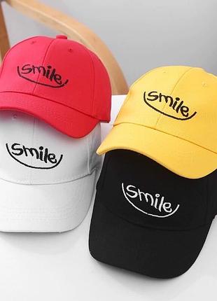 Детская кепка smile унисекс красная, желтая, белая 2-12 лет на мальчика и девочку бейсболка желтый