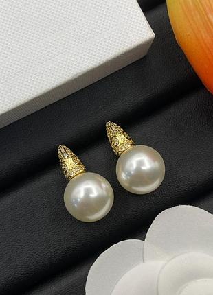 Серьги “golden pearl grace” люкс качество