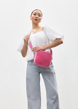 Жіноча сумка кросбоді sambag frame натуральна шкіра рожева