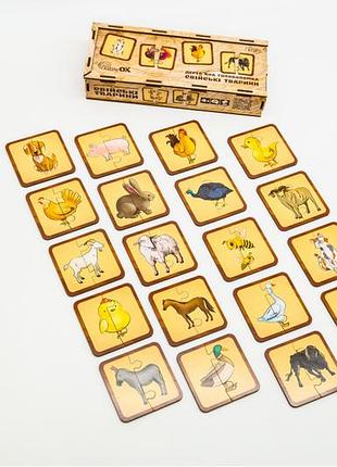 Сортер пазл головоломка дерев'яна дитяча розвиваюча puzzleok свійські тварини
