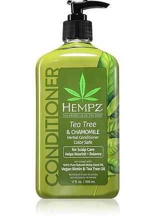 Увлажняющий кондиционер для волос с биотином hempz tea tree chamomile с маслом чайного дерева, 500 мл
