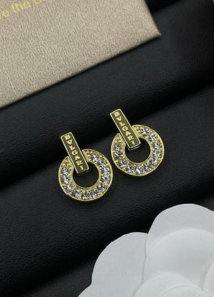Серьги “bvlgari crystal circle gold” люкс качество