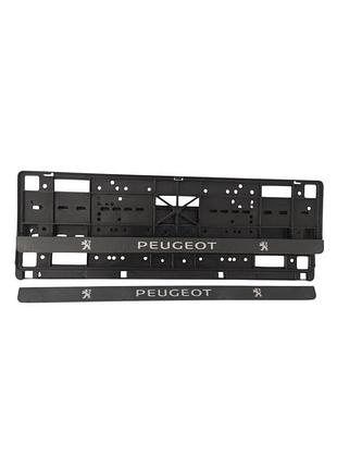 Рамка под номер с защелкой книжка надпись peugeot (к-т 2 шт)