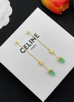 Серьги протяжки “emerald charm” celin люкс качество