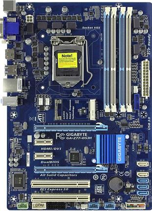 Надежная топовая плата s1155 gigabyte ga-z77-ds3h на ddr3 поддерживает і3, і5, і7 - 3 пок с гарантией lga1155