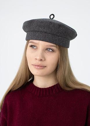 Берет женский из кашемира d.hats темно серого цвета