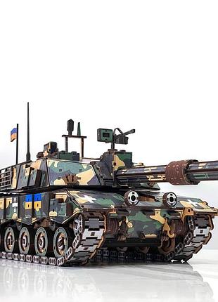3d пазл конструктор великий механічний з дерева thegravix "танк challenger 2" 58 см! - 1052 деталі! подарункова дерев'яна коробка