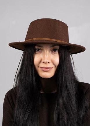 Капелюх жіночий канотьє d.hats колір коричневий
