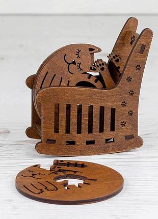 Набор костеров (подставок для чашек) cats горіх, горіх, 8